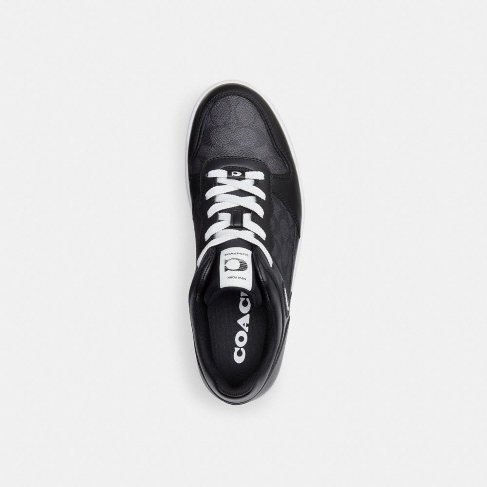 COACH®,C201 SNEAKER IN SIGNATURE CANVAS,Signature Coated Canvas,Black,Inside View,Top View