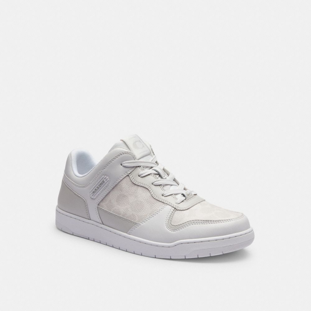 COACH®,C201 SNEAKER IN SIGNATURE CANVAS,Optic White,Front View image number 0