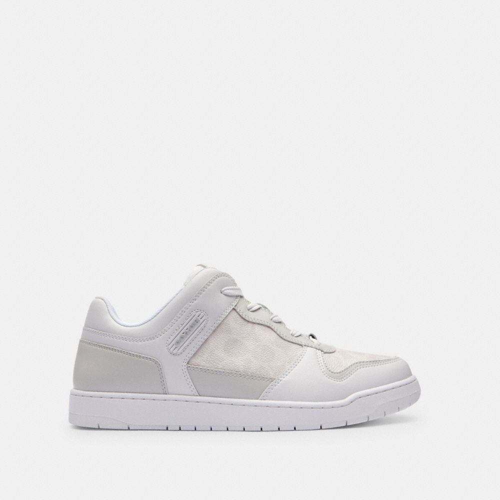 COACH®,C201 Sneaker In Signature Canvas,Canvas,Leather,Rubber,Casual,Color Block,Traction,Casual,Multi Color,Angle View