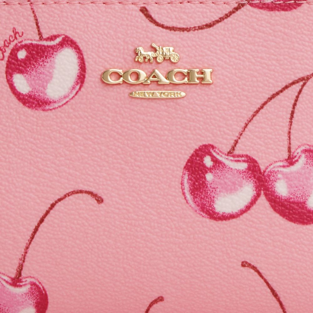 COACH®,SNAP WALLET WITH CHERRY PRINT,Novelty Print,Mini,Im/Flower Pink/Bright Violet