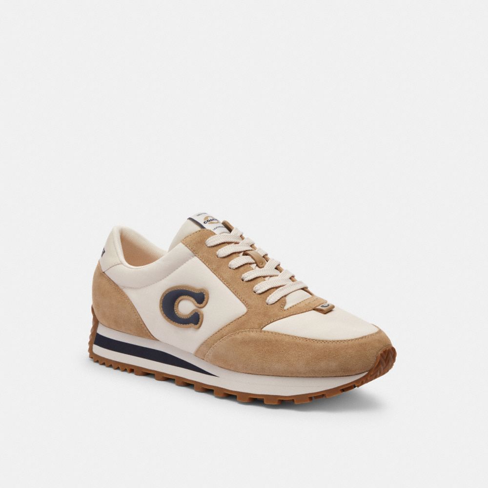 COACH®,CHAUSSURES DE SPORT POUR COUREUR,Daim,Craie/Avoine,Front View