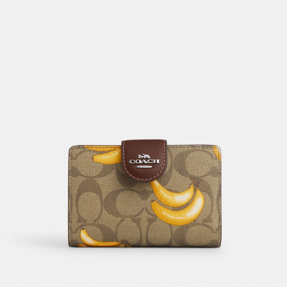 COACH Outlet Medium Corner Zip Wallet In Signature Canvas With Banana Print