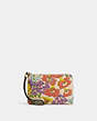 COACH®,CORNER ZIP WRISTLET WITH FLORAL PRINT,Leather,Silver/Ivory Multi,Front View