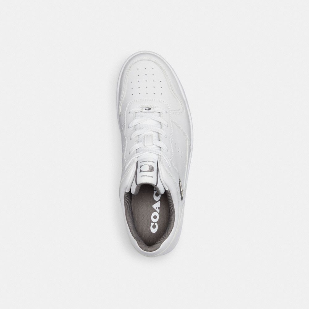 COACH®,C201 Sneaker,Leather,Rubber,Casual,Logo,Perforated,Traction,Casual,White,Inside View,Top View