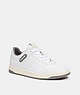 COACH®,C201 LOW TOP SNEAKER,Leather,Optic White/Heather Grey,Front View