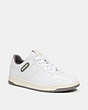 COACH®,C201 LOW TOP SNEAKER,Leather,Optic White/Heather Grey,Front View
