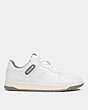 COACH®,C201 LOW TOP SNEAKER,Leather,Optic White/Heather Grey,Angle View