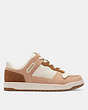 COACH®,C201 LOW TOP SNEAKER,Suede,Chalk/Beechwood,Angle View