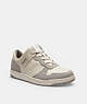COACH®,C201 LOW TOP SNEAKER,Suede,Chalk/Dove Grey,Front View
