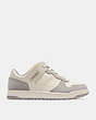 COACH®,C201 LOW TOP SNEAKER,Suede,Chalk/Dove Grey,Angle View
