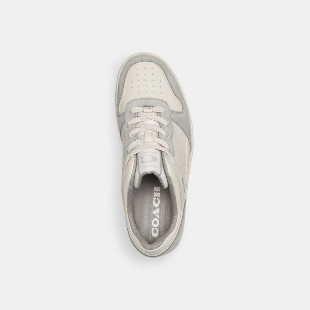 COACH®,C201 LOW TOP SNEAKER,Suede,Chalk/Dove Grey,Inside View,Top View