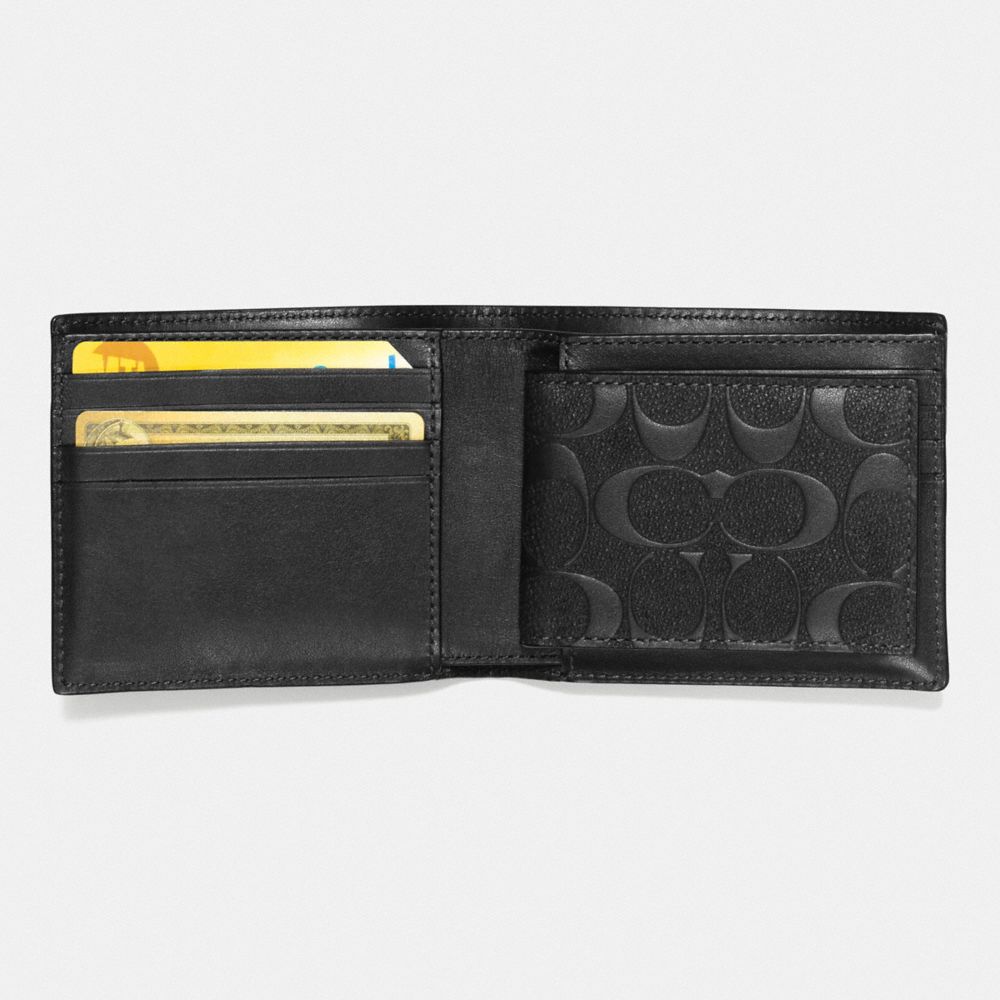 COACH®,3-IN-1 WALLET IN SIGNATURE LEATHER,Smooth Leather,Mini,Black,Inside View,Top View