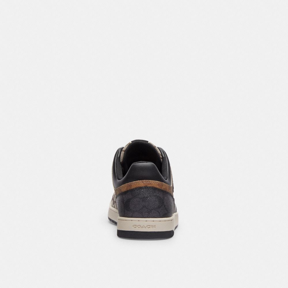 COACH®,C201 Sneaker In Signature,Canvas,Leather,Rubber,Casual,Mixed Media,Color Block,Traction,Casual,Black,Alternate View