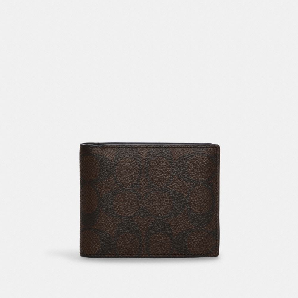 Shop Coach Outlet 3 In 1 Wallet In Blocked Signature Canvas In Brown