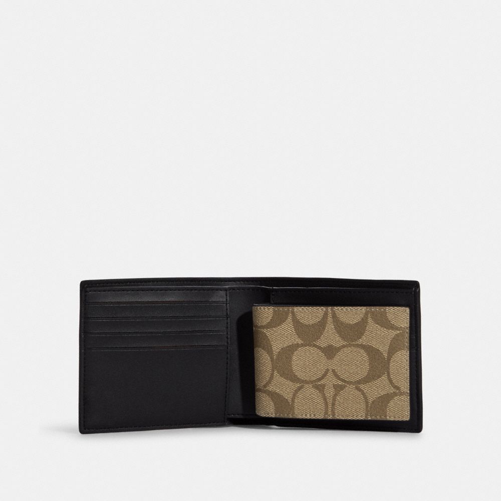 COACH®,3-IN-1 WALLET IN BLOCKED SIGNATURE CANVAS,Signature Canvas,Mini,Mahogany Multi,Inside View,Top View