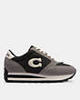 COACH®,RUNNER SNEAKER,Suede,Black/Chalk,Angle View