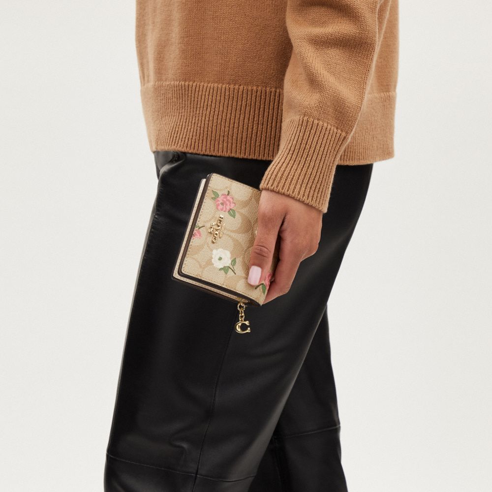 COACH®,Snap Wallet In Signature Canvas With Floral Print,,Detail View