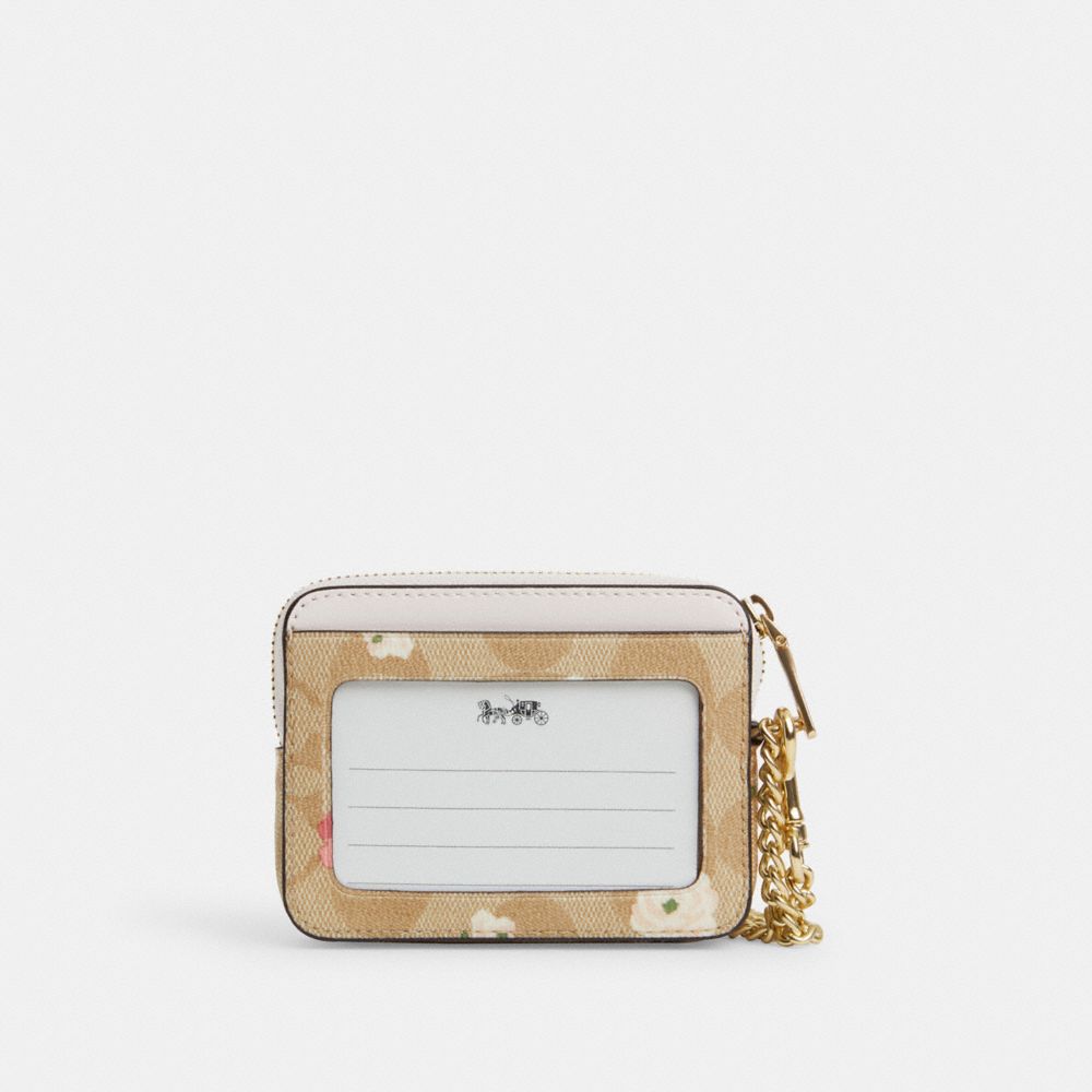 COACH® | Zip Card Case In Signature Canvas With Floral Print