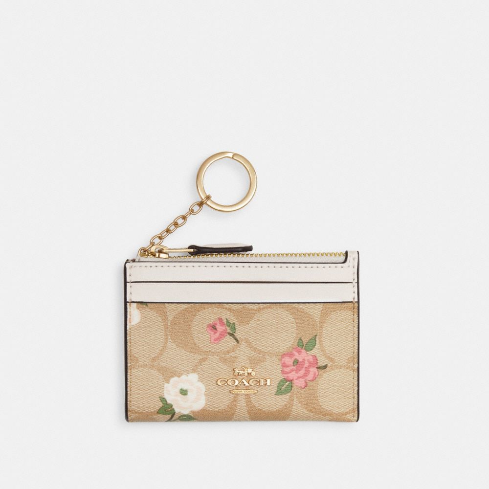 Mini Skinny Id Case In Signature Canvas With Floral Print