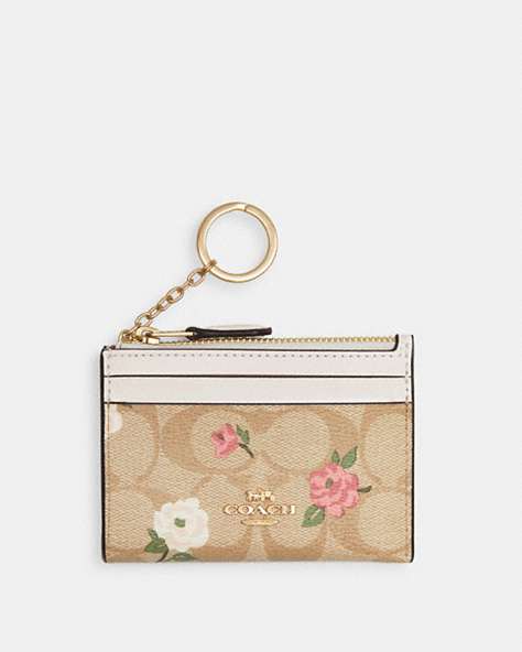 Mini Skinny Id Case In Signature Canvas With Floral Print