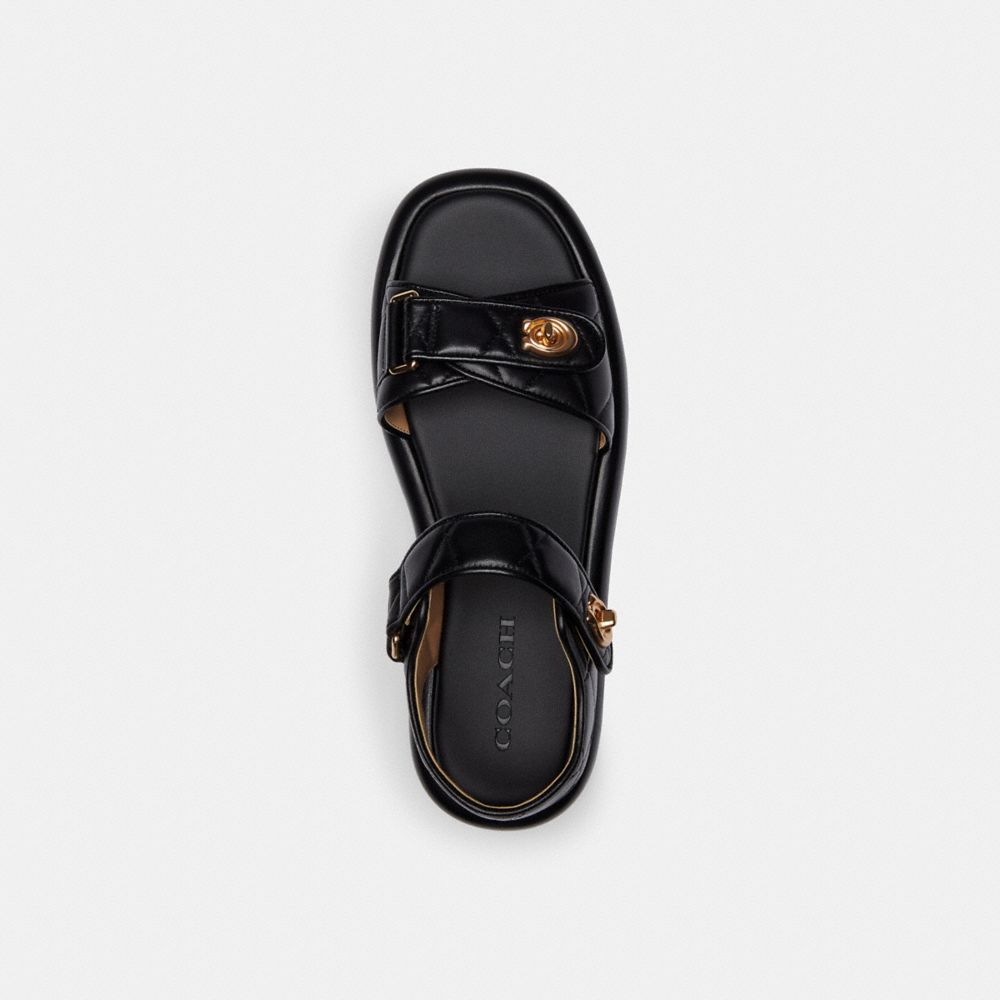 COACH®,PEYTON SANDAL,Leather,Black,Inside View,Top View