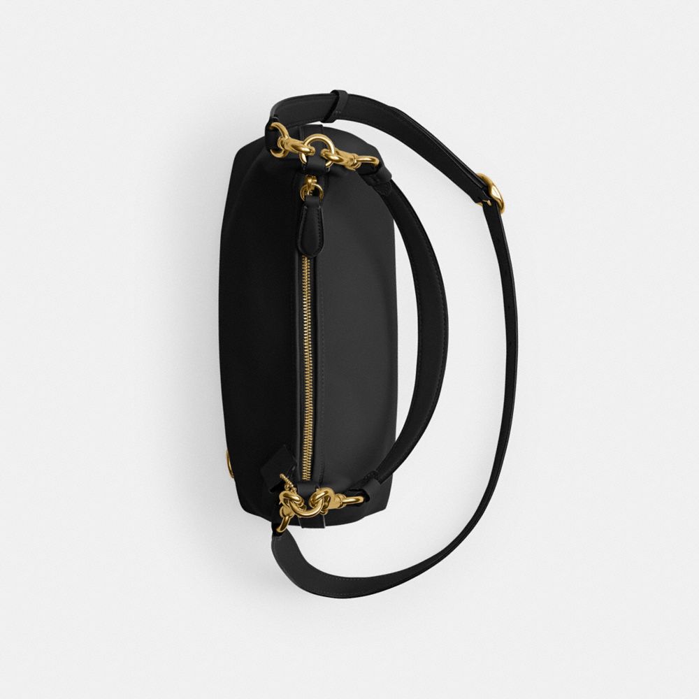 COACH®,SAC ÉPAULE JULIET,Cuir tanné,Laiton/Noir