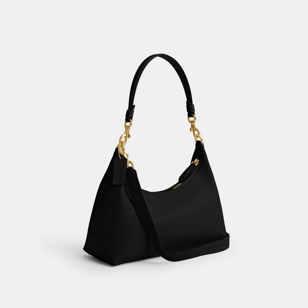 COACH®,JULIET SHOULDER BAG,Glovetanned Leather,Medium,Brass/Black,Angle View