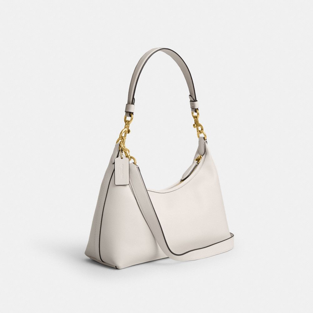 COACH®,Juliet Shoulder Bag,Leather,Shoulder Bag,Layered,Logo,Metal,Embossed,Casual,Gray,Angle View