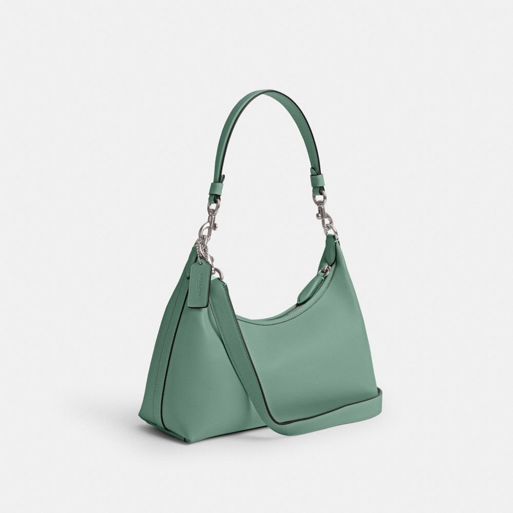 COACH®,Juliet Shoulder Bag,Lining Lining Fabric Content,Leather,Shoulder Bag,Logo,Embossed,Metal,Day Party,Green,Angle View