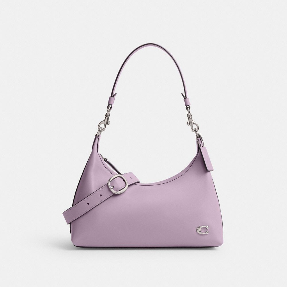 COACH®,JULIET SHOULDER BAG,Glovetanned Leather,Medium,Silver/Soft Purple,Front View