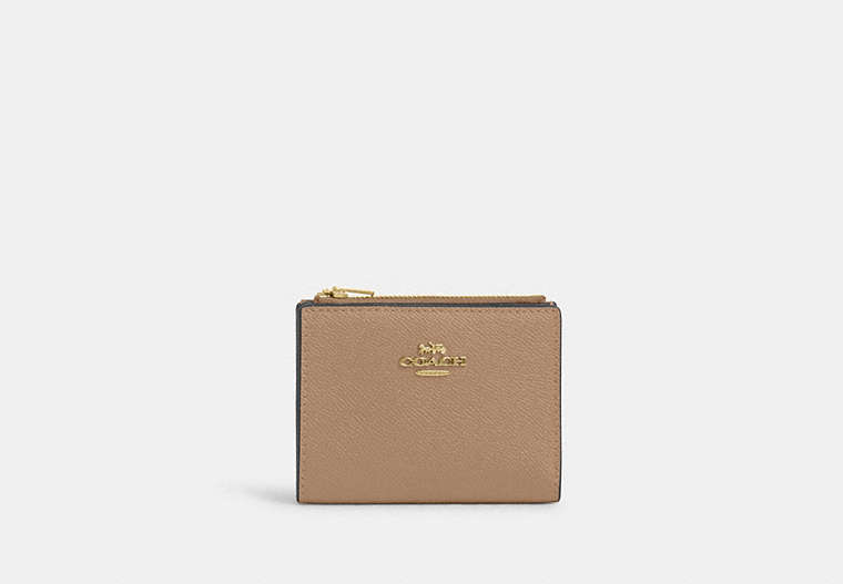 COACH®,BIFOLD WALLET,Leather,Gold/Taupe,Front View