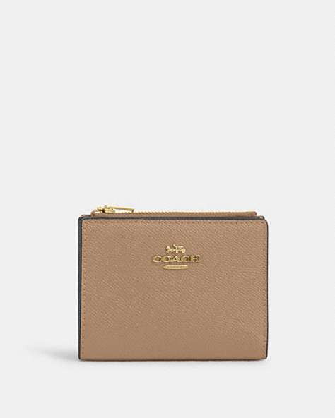 COACH®,BIFOLD WALLET,Leather,Gold/Taupe,Front View