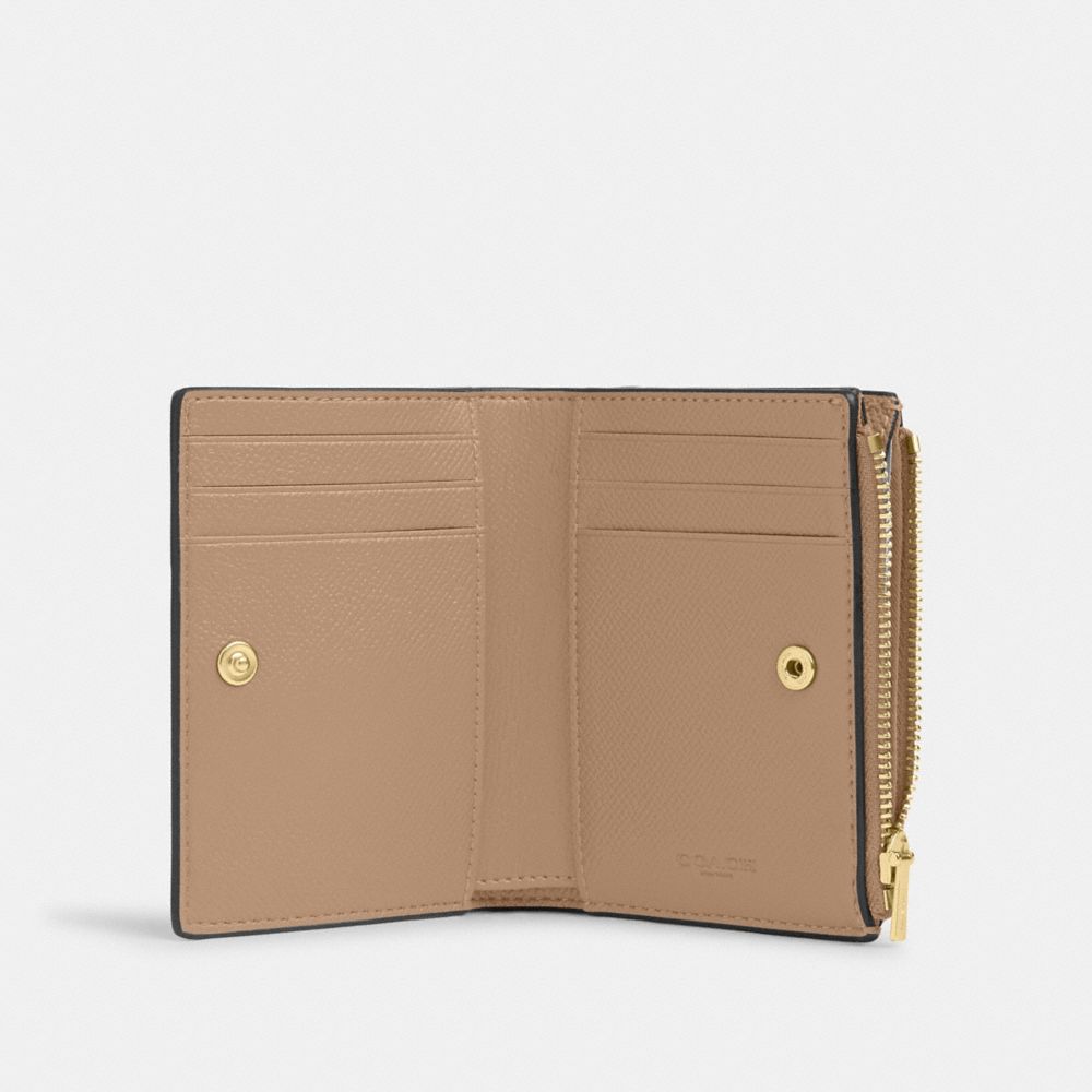 COACH®,BIFOLD WALLET,Crossgrain Leather,Gold/Taupe,Inside View,Top View