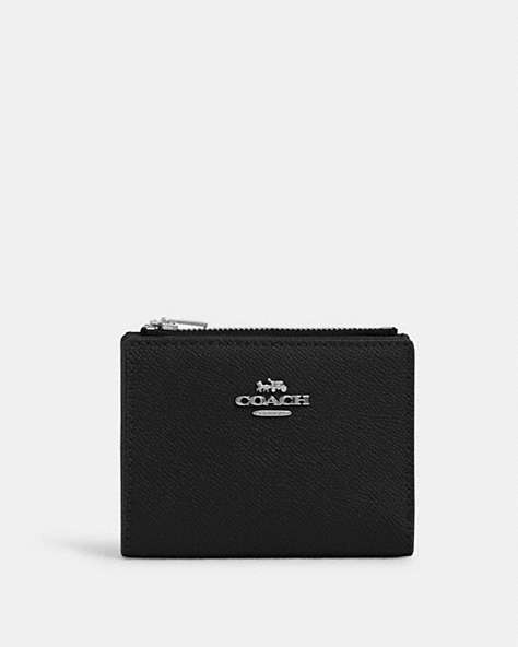 COACH®,BIFOLD WALLET,Leather,Silver/Black,Front View