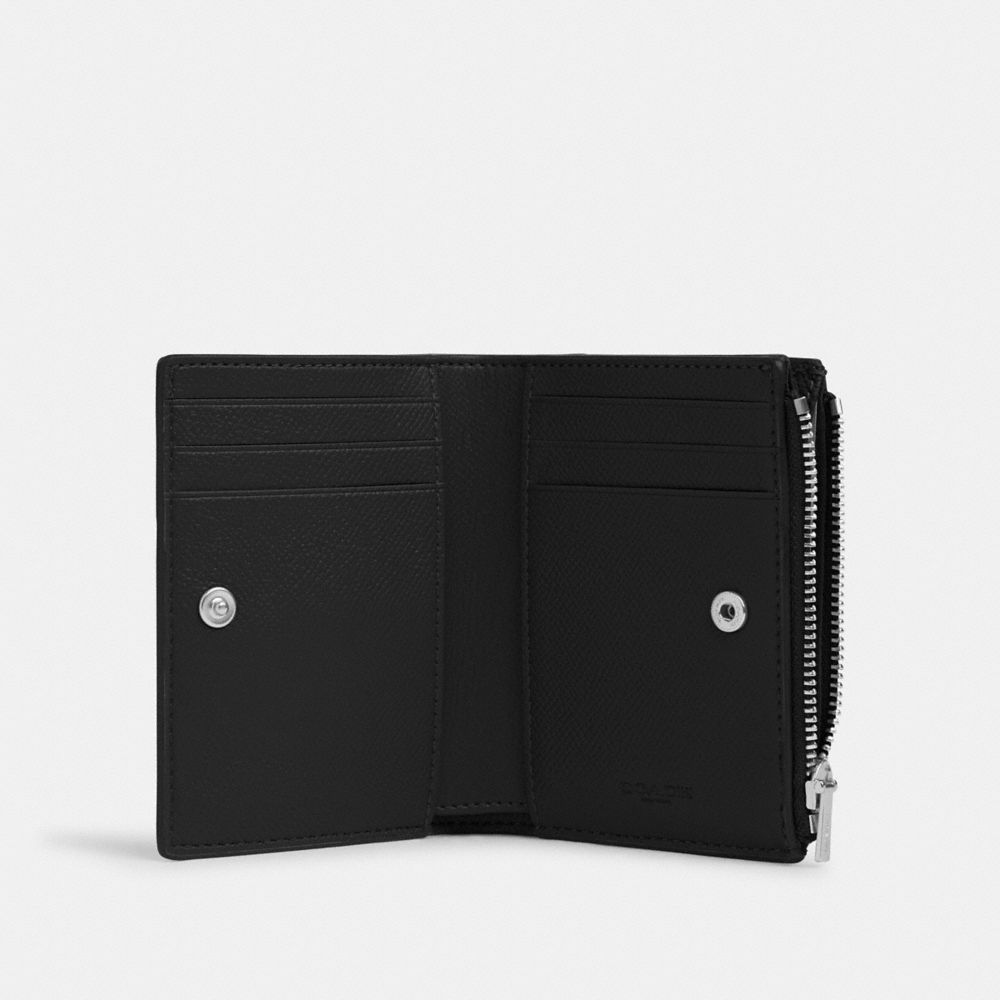 COACH®,BIFOLD WALLET,Crossgrain Leather,Silver/Black,Inside View,Top View