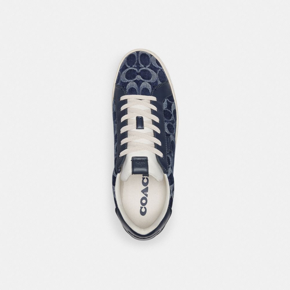 COACH®,LOWLINE LOW TOP SNEAKER IN SIGNATURE DENIM,Denim,Blue Denim,Inside View,Top View