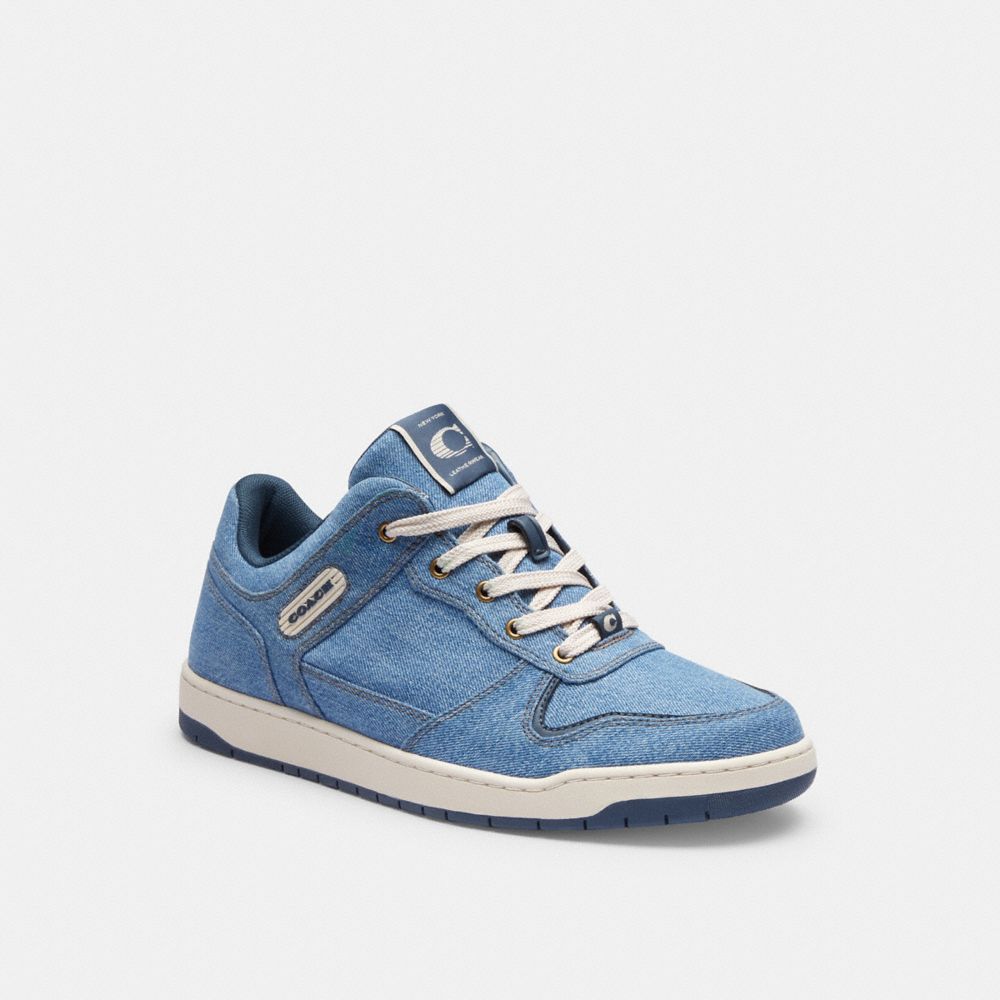 COACH®,C201 SNEAKER,Denim,Indigo Denim,Front View