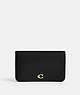 COACH®,ESSENTIAL SLIM CARD CASE,Refined Calf Leather,Mini,Brass/Black,Front View