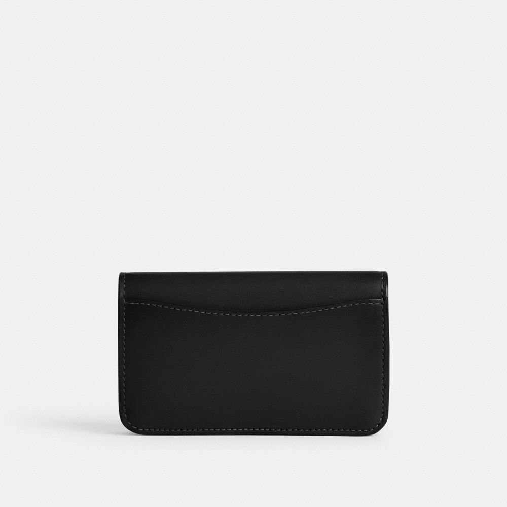 COACH®,ESSENTIAL SLIM CARD CASE,Refined Calf Leather,Mini,Brass/Black,Back View