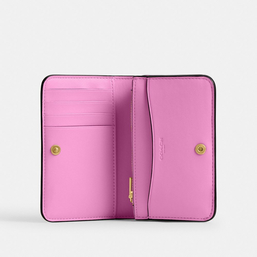 COACH®,Essential Slim Card Case,Calfskin Leather,Bi Fold,Logo,Metal,Casual,Purple,Inside View,Top View