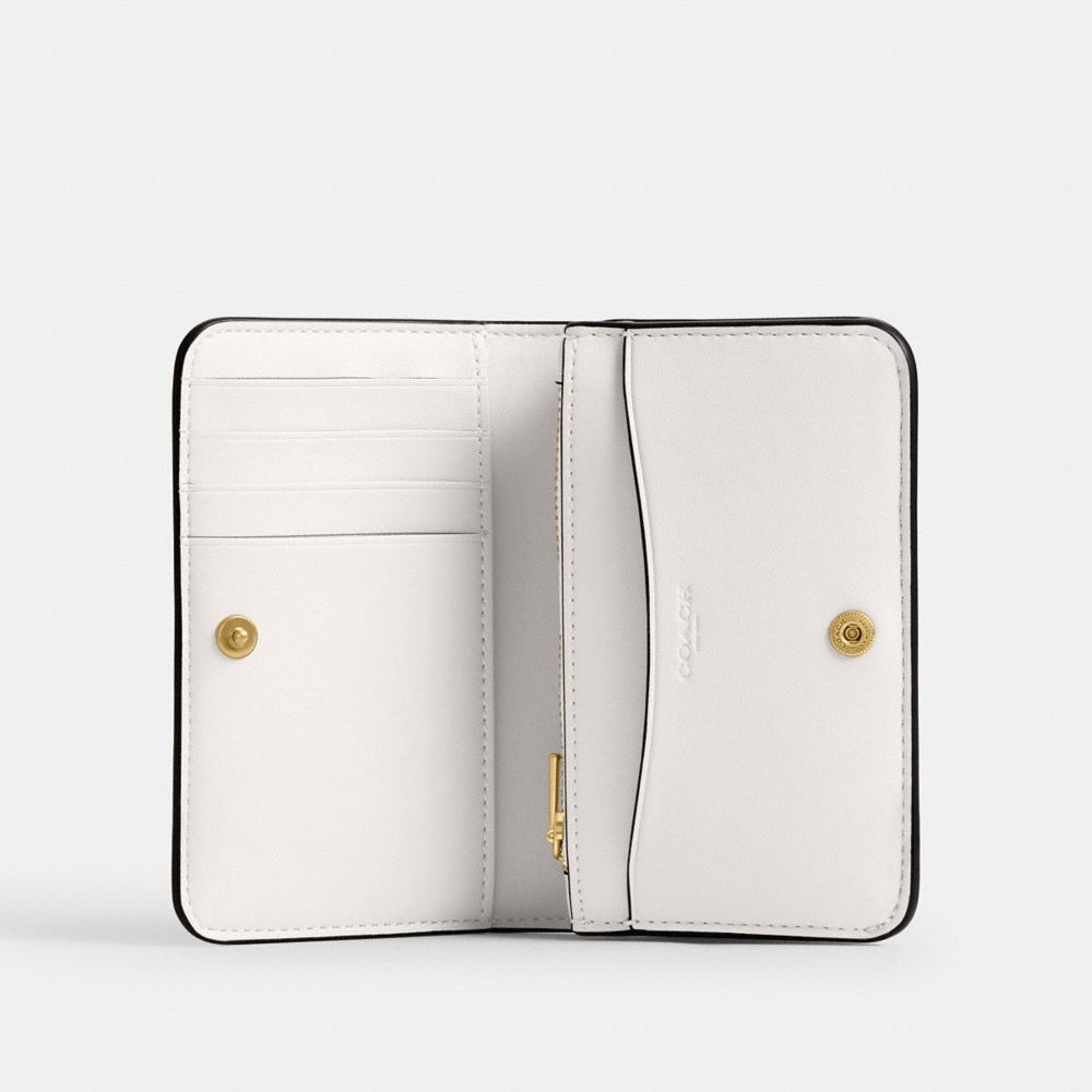 COACH®,Essential Slim Card Case,Calfskin Leather,Bi Fold,Metal,Logo,Casual,Cream,Inside View,Top View