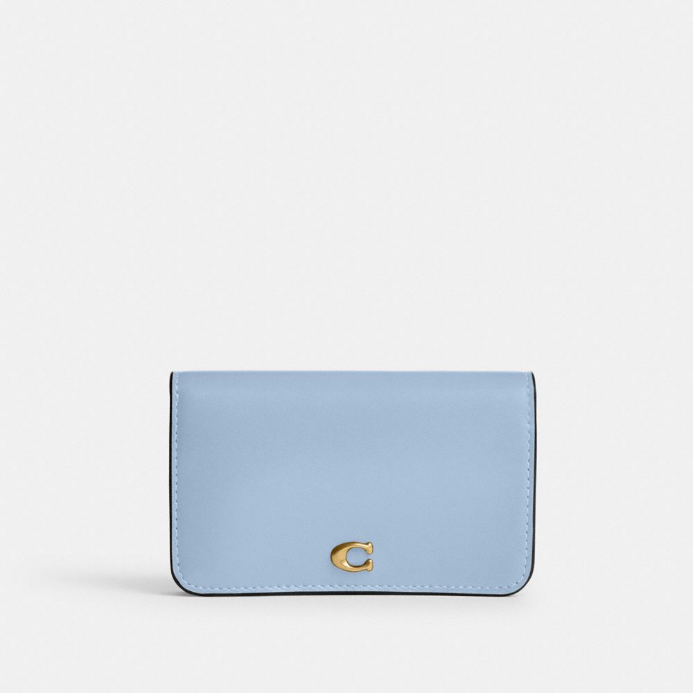 COACH®,PORTE-CARTES SLIM ESSENTIEL,Cuir de veau raffiné,Laiton/Jacinthe des bois,Front View