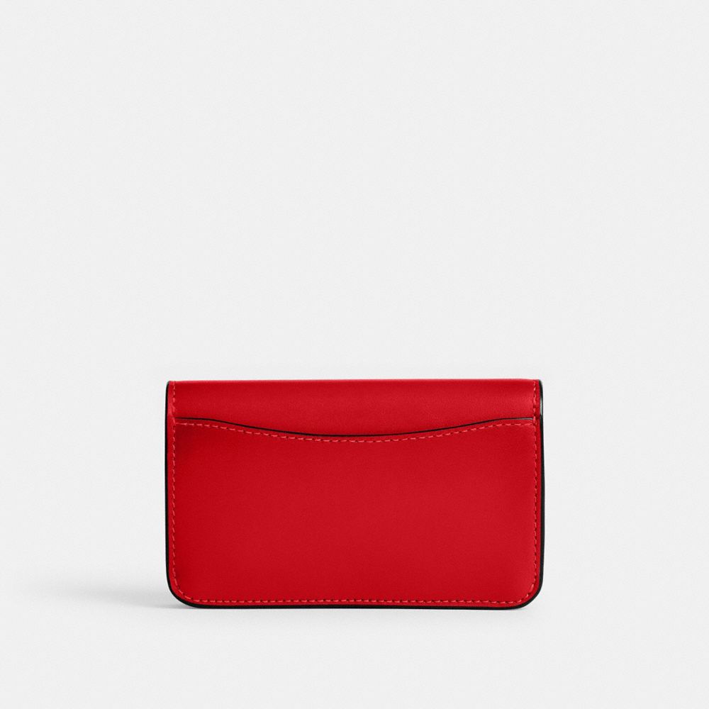 COACH®,Essential Slim Card Case,Calfskin Leather,Bi Fold,Logo,Metal,Casual,Red,Back View
