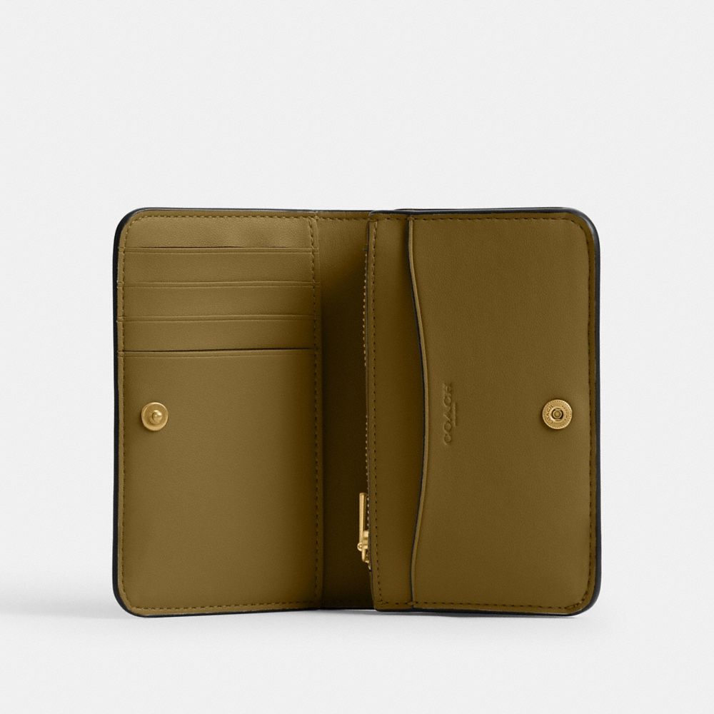COACH®,Essential Slim Card Case,Calfskin Leather,Bi Fold,Logo,Metal,Casual,Brown,Inside View,Top View