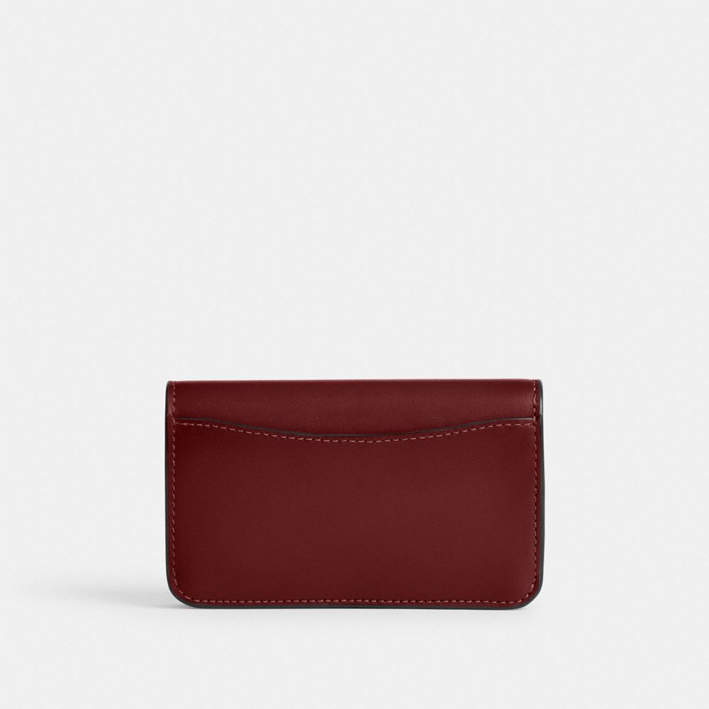 COACH®,Essential Slim Card Case,Calfskin Leather,Bi Fold,Metal,Logo,Casual,Maroon,Back View