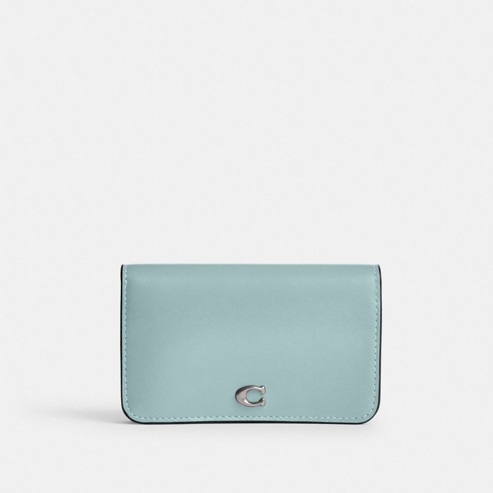 COACH®,Essential Slim Card Case,Calfskin Leather,Bi Fold,Metal,Logo,Casual,,Front View