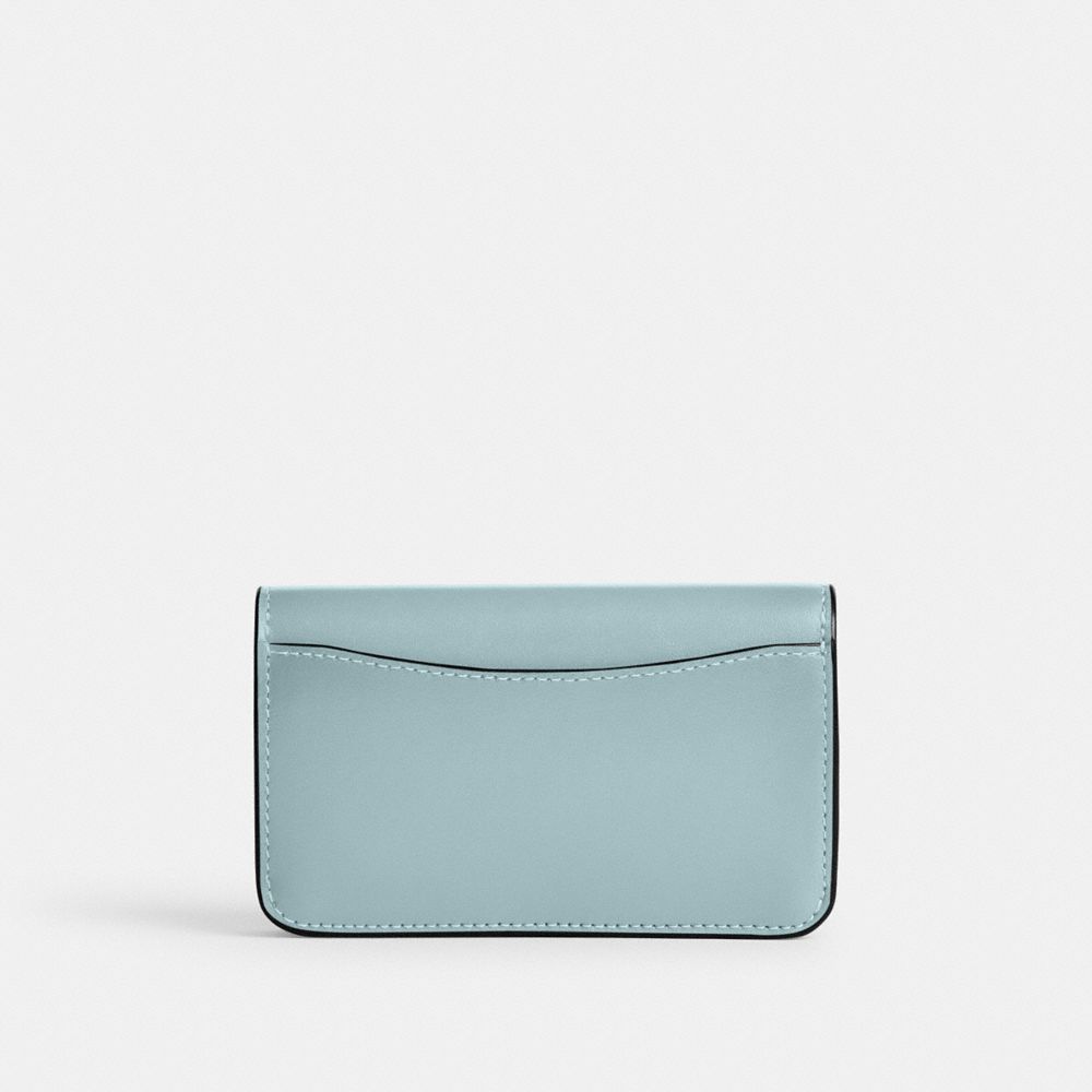 COACH®,PORTE-CARTES SLIM ESSENTIEL,Cuir de veau raffiné,Argent/Bleu pâle,Back View