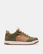 COACH®,C203 SNEAKER IN SIGNATURE CANVAS,Army Green,Angle View