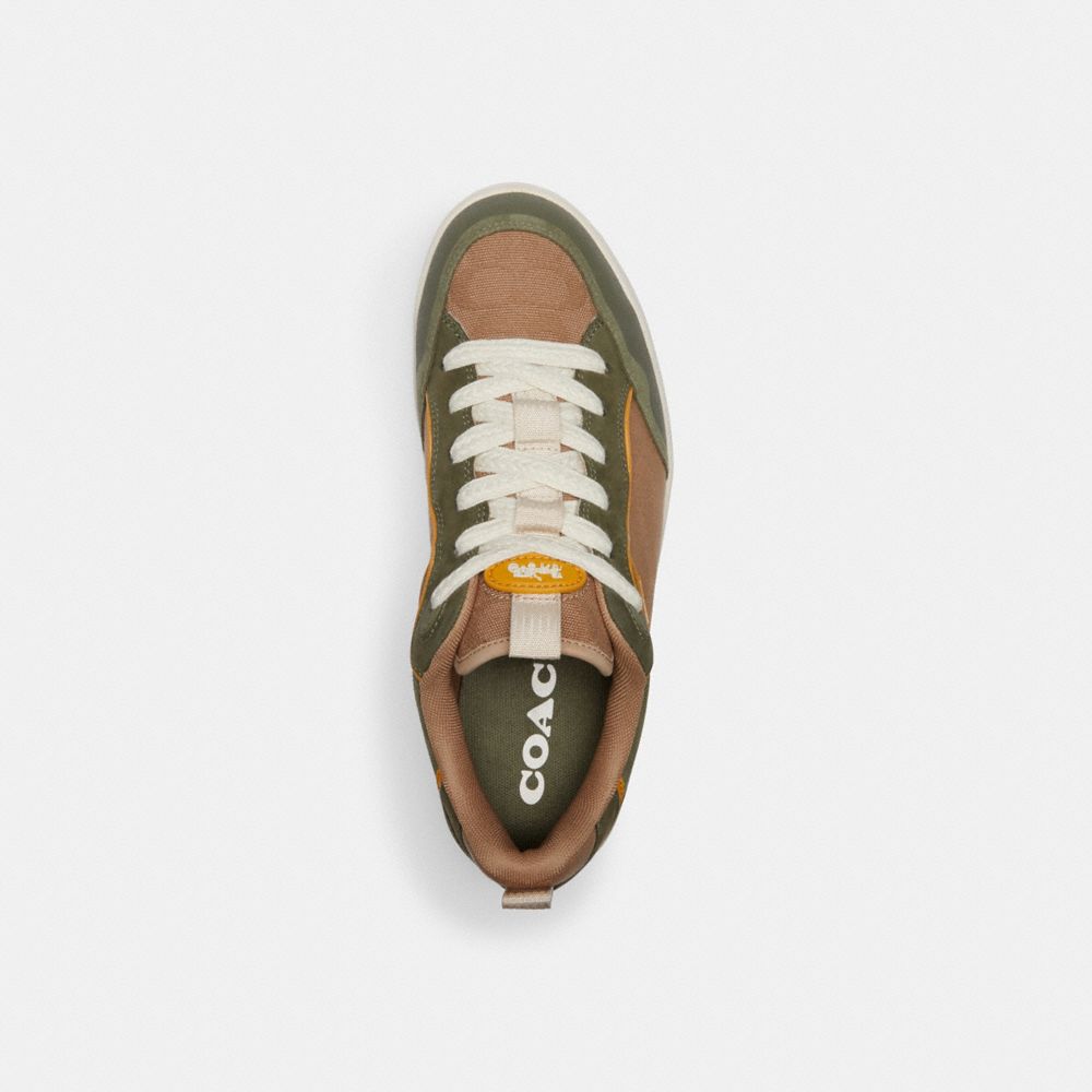 COACH®,C203 SNEAKER IN SIGNATURE CANVAS,Army Green,Inside View,Top View