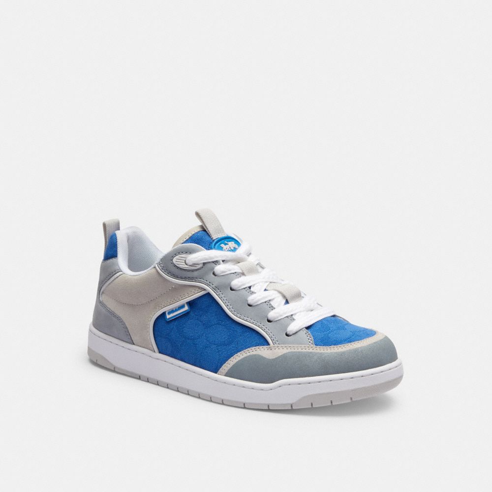 COACH®,C203 SNEAKER IN SIGNATURE CANVAS,Blueberry,Front View